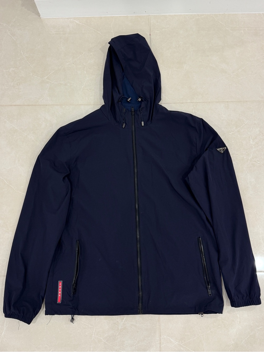 Prada Men’s Dark Navy Hooded Windbreaker Jacket